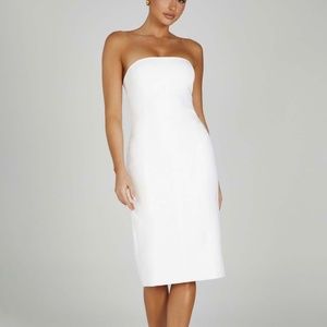 NEW WITH TAGS Marianne Strapless Crepe Midi Dress - White